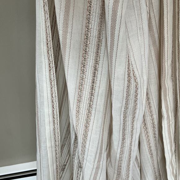 Vtg Pinch Pleat Curtain 2 Panels Drapery woven textured Ivory Brown mcm‎ Boho - Picture 6 of 12